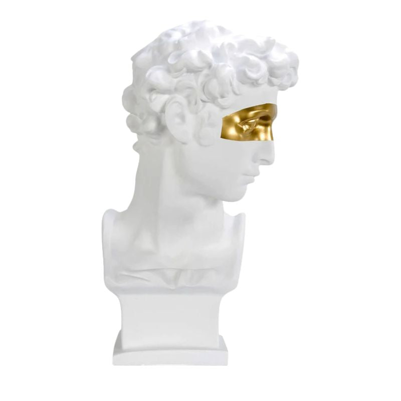 Sculpture Buste David Avec Masque Doré Moderne
