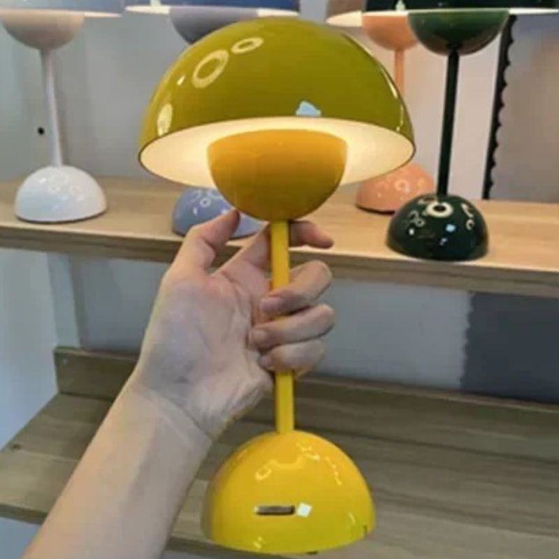 Lampe Champignon Vintage Jaune Design Scandinave