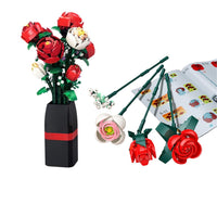 Vase Lego Rouge avec Fleur Style Romantique