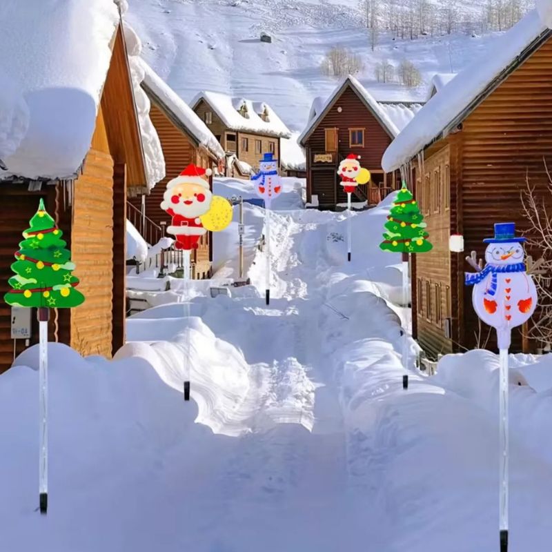 Décoration de Noël Personnages Lumineux À Énergie Solaire