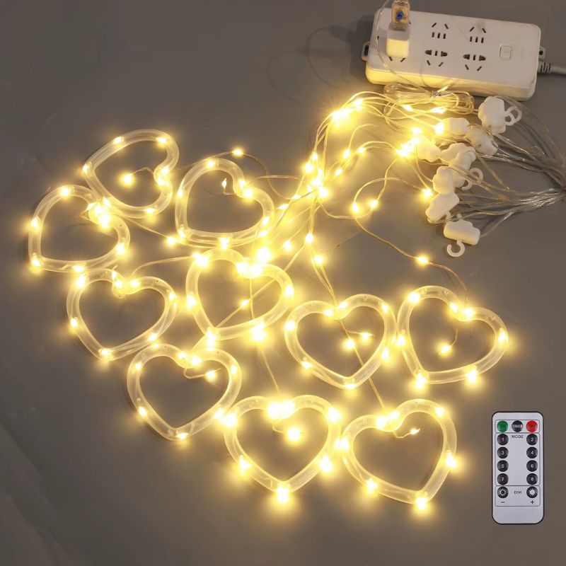 Rideaux Lumineux Cœurs LED avec 8 Modes