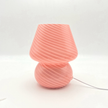Lampe Champignon Rose En Verre Strié Élégante
