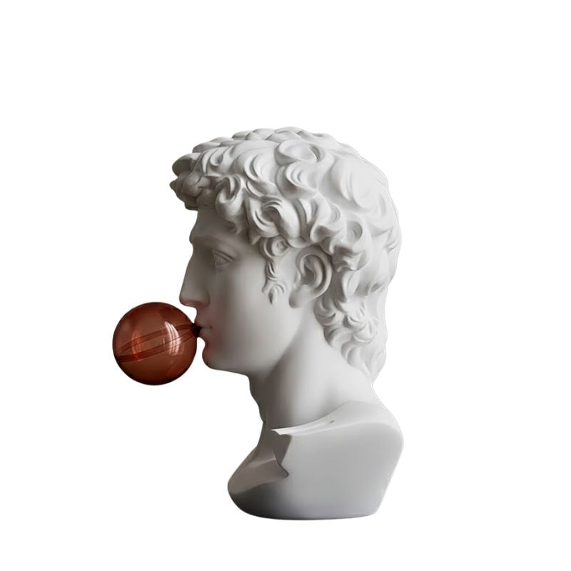 Sculpture David Moderne Avec Sphère Rouge Artistique