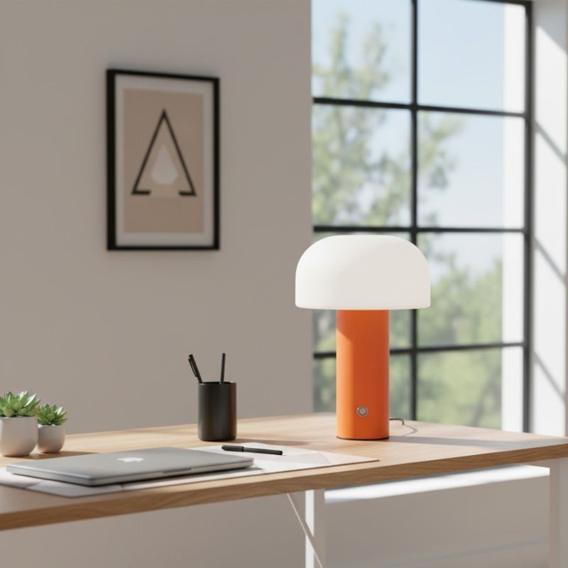 Lampe Champignon Orange Rechargeable Avec Interrupteur Tactile