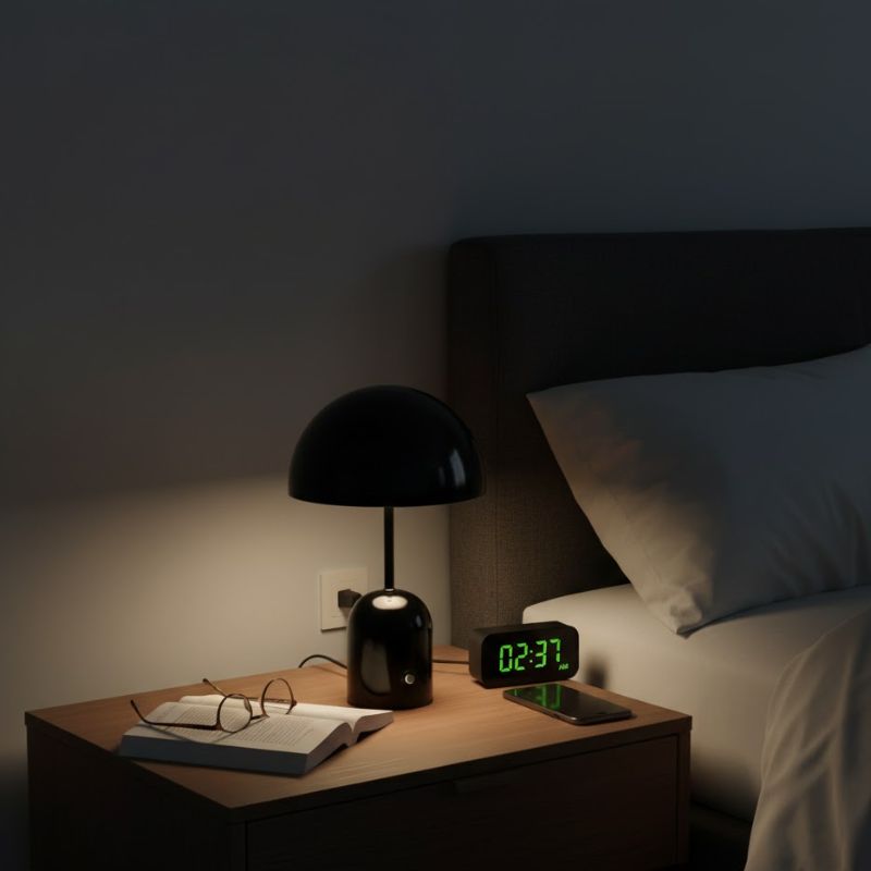 Lampe Champignon Noire Rechargeable Et Contemporaine