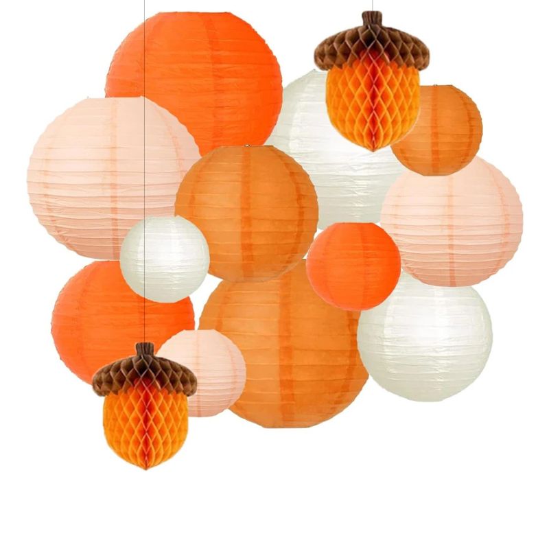 Lanternes Décoratives Suspendues en Papier avec Boules Nid d’Abeille