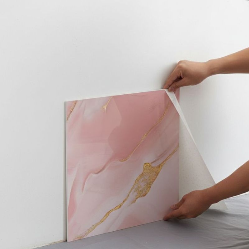 Panneau Mural Salle De Bain Raffiné Avec Texture Marbrée Rose
