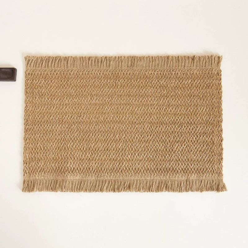 Set De Table En Papier Tissé Avec Franges Style Bohème Lot de 4 Pièces