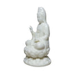 Statuette En Ivoire Moine Bouddhiste Avec Sceptre Et Lotus Sacré