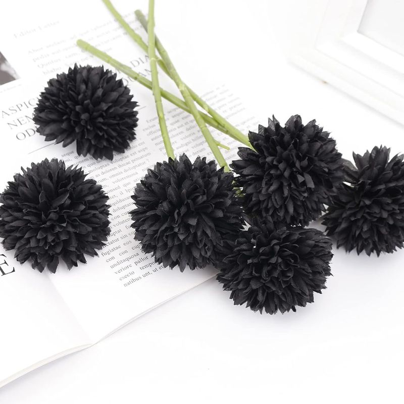 Fleur Artificielle Noir Avec Pompons Denses