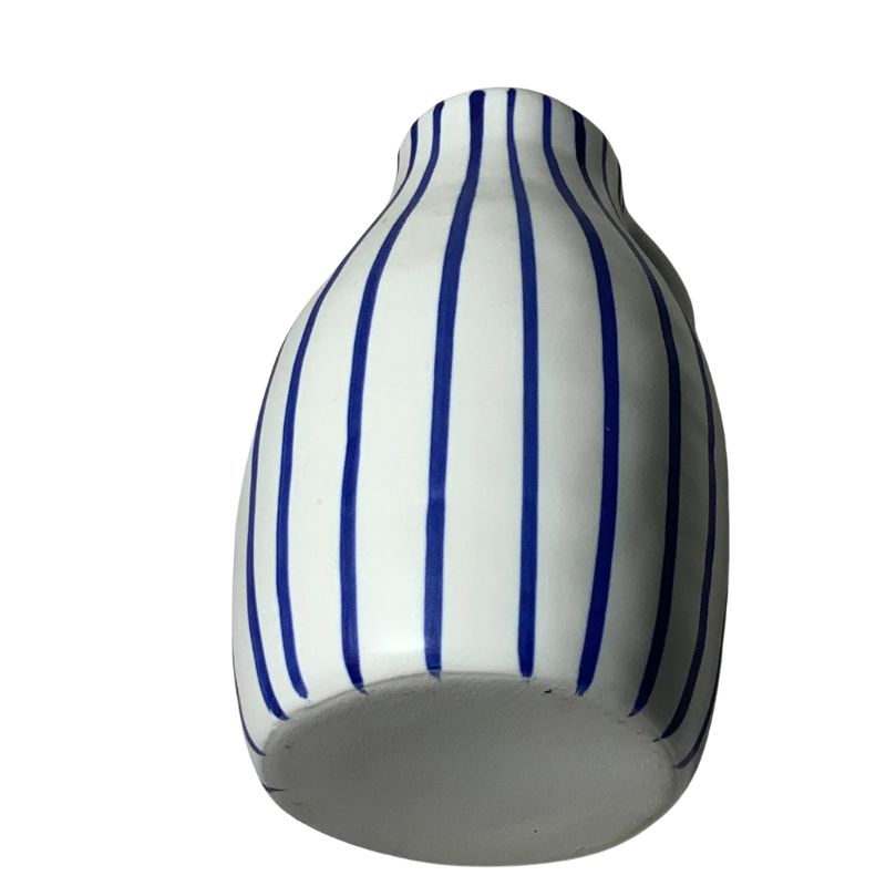 Mini Vase à Fleurs à Rayures Bleues