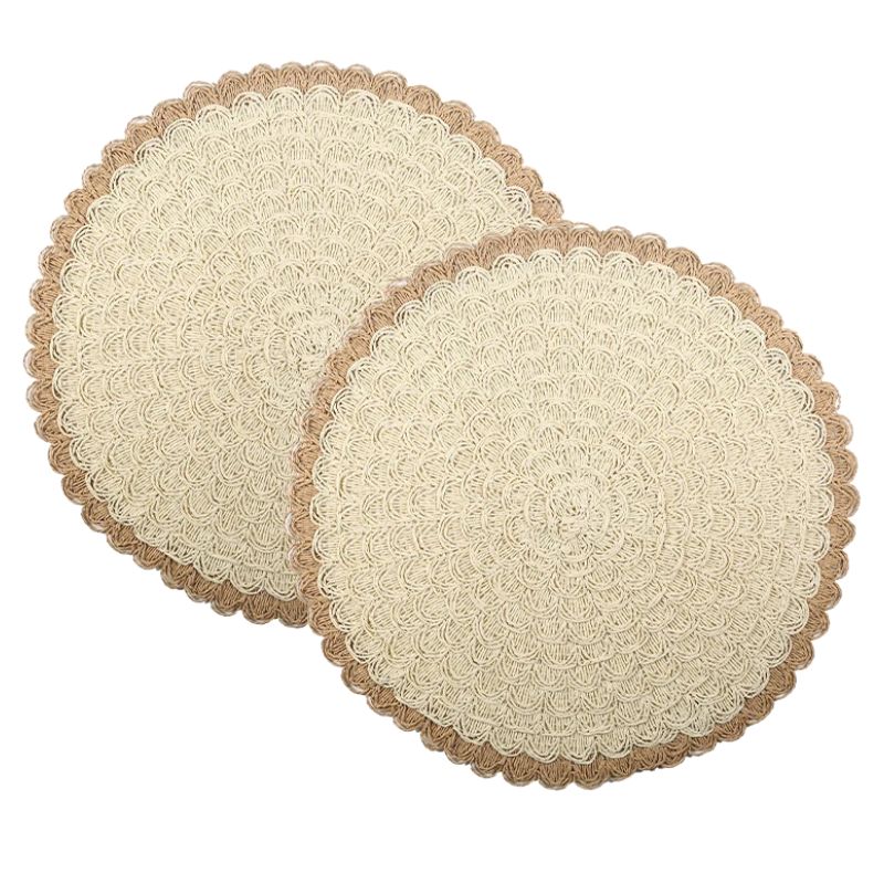 Set De Table En Papier Rond Tissé Naturel Et Élégant