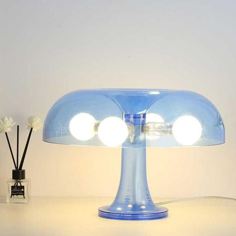 Lampe Champignon Bleue Style Vintage Avec Dôme Transparent