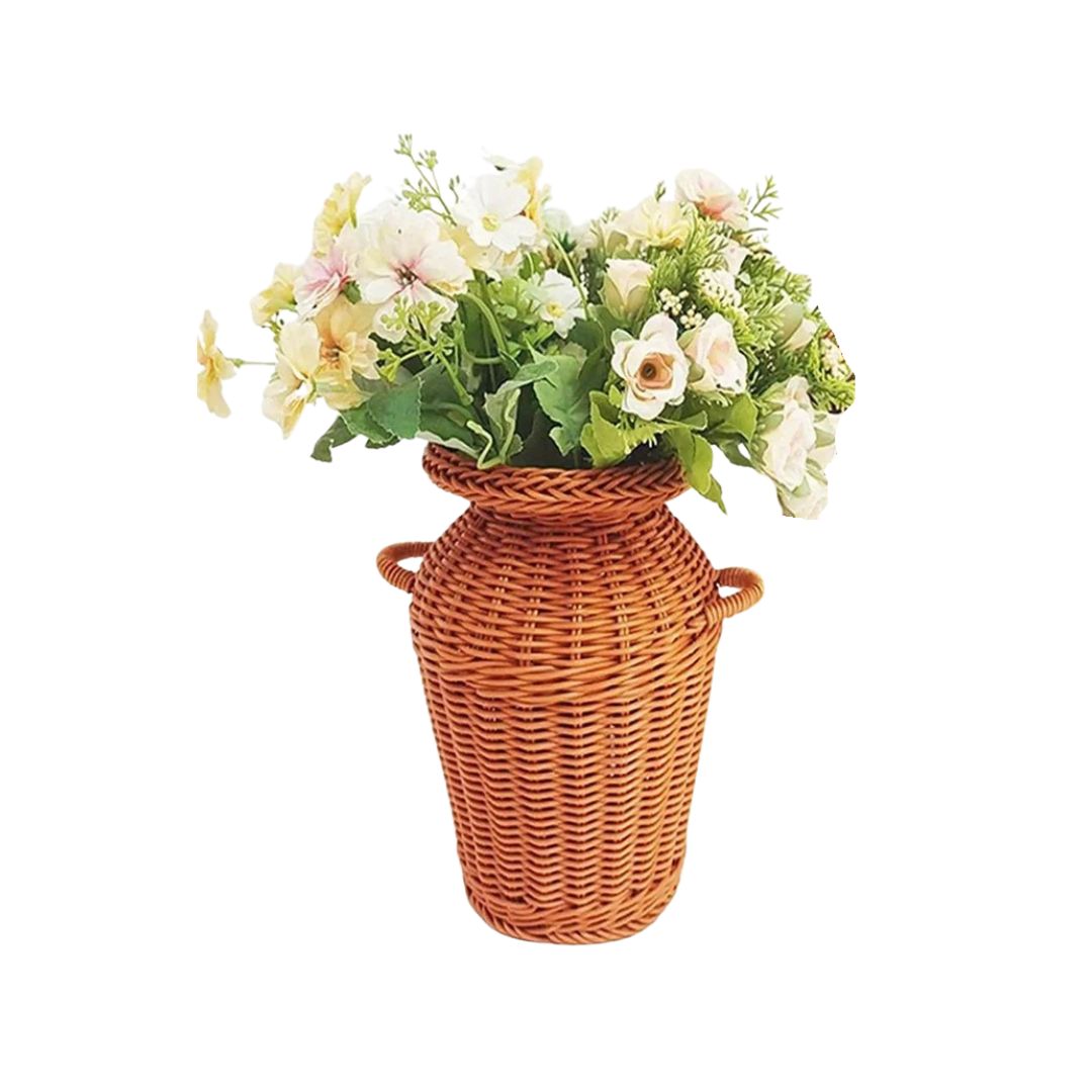 Vase en Osier Moderne à Double Oreille