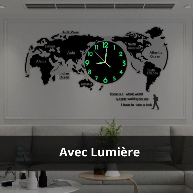 Horloge Murale Avec Carte Du Monde 3D