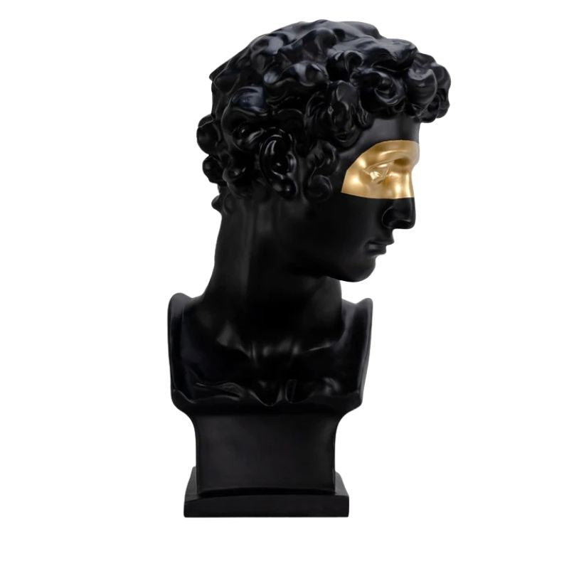 Sculpture Buste David Avec Masque Doré Moderne