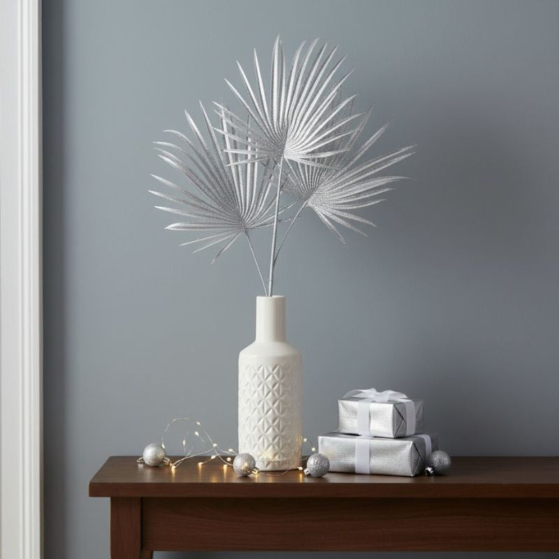 Fleur Artificielle Gris Avec Tiges Élégantes Scintillantes