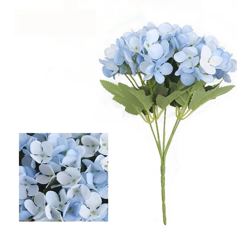 Fleur Artificielle Bleu Hortensia En Bouquet