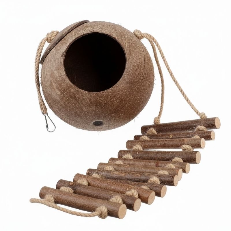 Décoration Terrarium Avec Cabane Coco Et Échelle En Bois