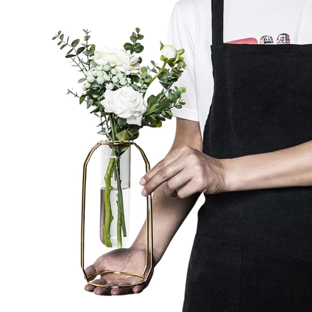 Vase Moderne en Fer Forgé Doré Style Nordique