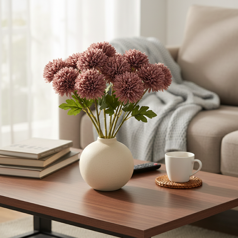 Fleur Artificielle Marron Bouquet Décoratif Élégant