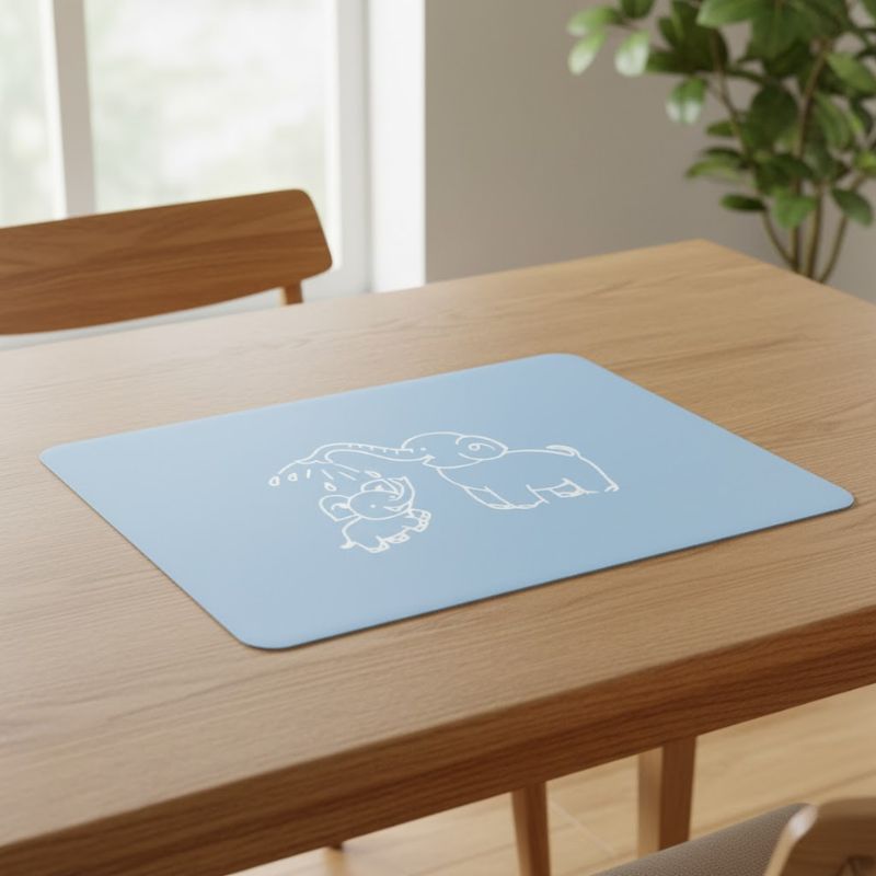 Set De Table Silicone Bleu Avec Dessin Adorable