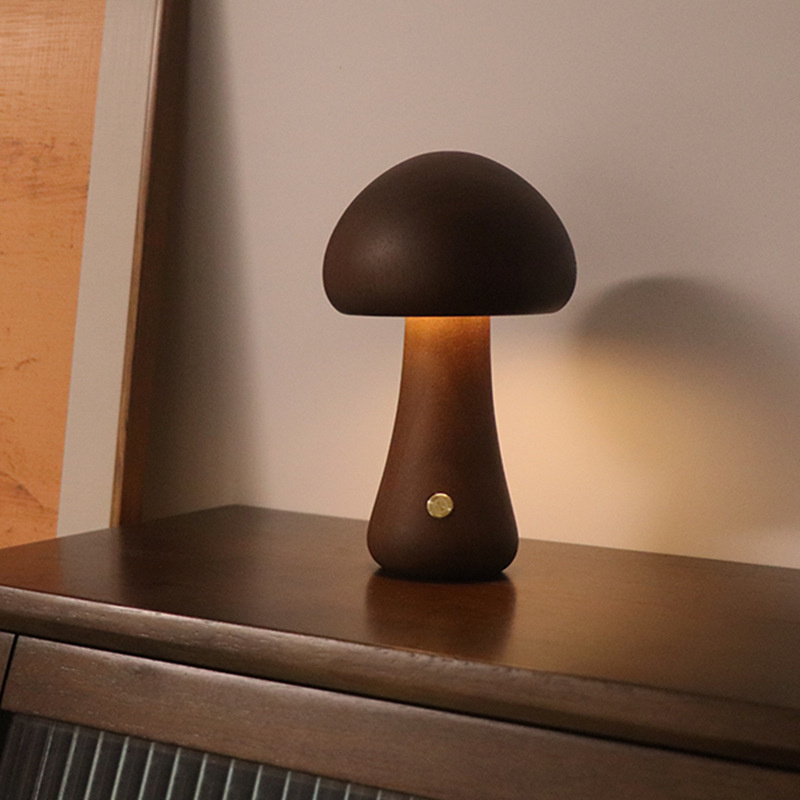 Lampe Champignon Tactile Moderne En Bois