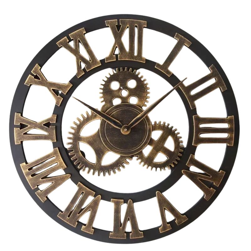 Horloge Ancienne Murale à Chiffres Romains et Engrenages