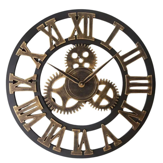 Horloge Ancienne Murale à Chiffres Romains et Engrenages