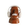 Sculpture Moai Design Avec Casque Audio Et Lunettes Modernes