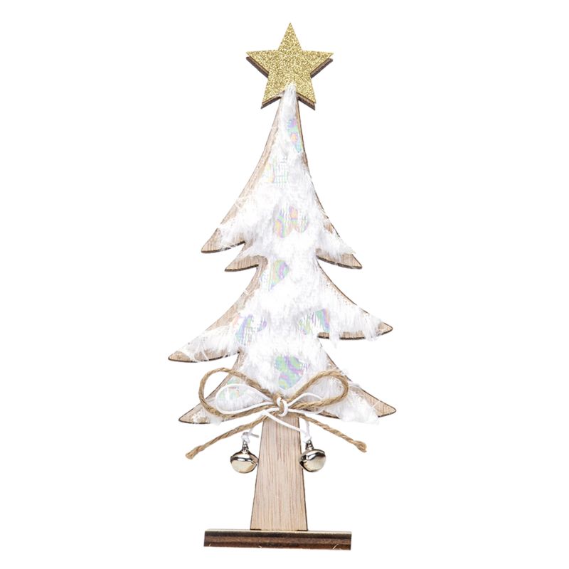 Sapin de Noël en Bois avec Étoile Dorée et Ruban