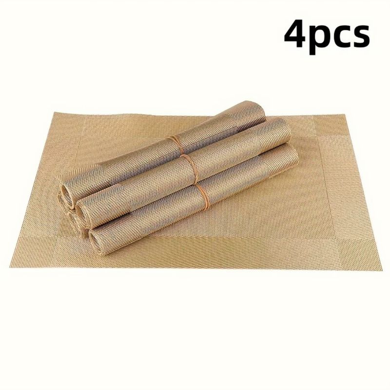 Set De Table Vinyle Doré Brillant Résistant À La Chaleur