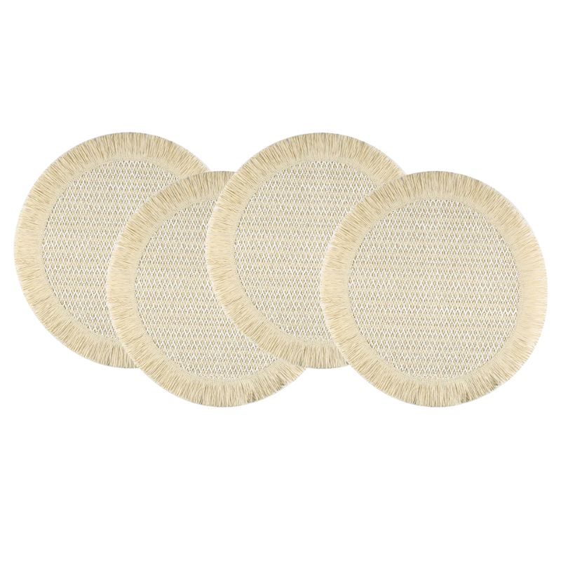 Set De Table En Papier Bohème Rond Avec Franges Naturelles