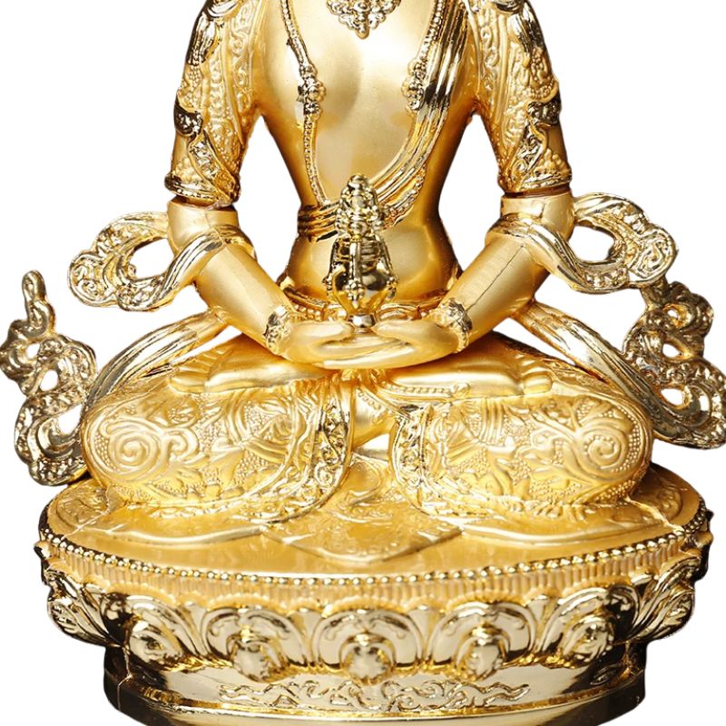 Sculpture En Métal Bouddha Amitayus Décorative