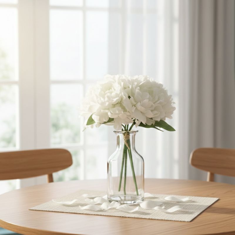 Fleur Artificielle Blanc Bouquet Pivoine Chic