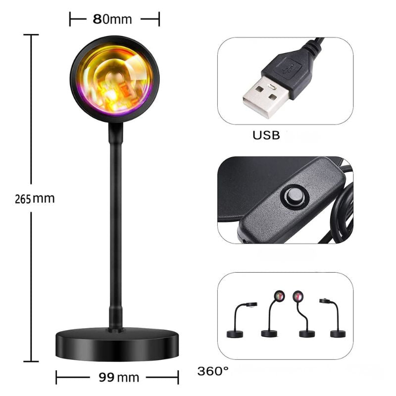 Éclairage de Soirée Projecteur Effet Coucher de Soleil