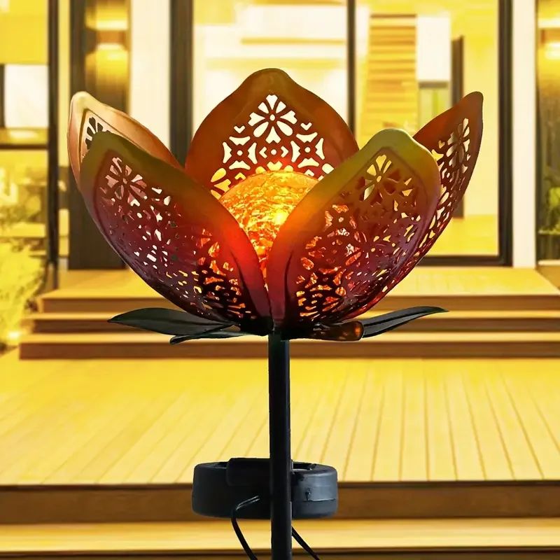 Luminaires Solaires Décoratifs Fleur de Lotus en Fer
