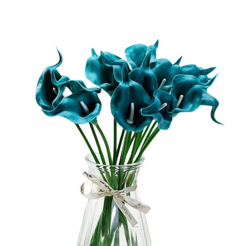 Fleur Artificielle Bleu en Bouquet Lys Calla Intense