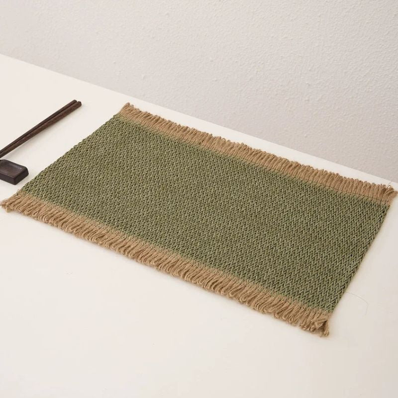 Set De Table En Papier Naturel Avec Finition Frangée Lot de 4 Pièces