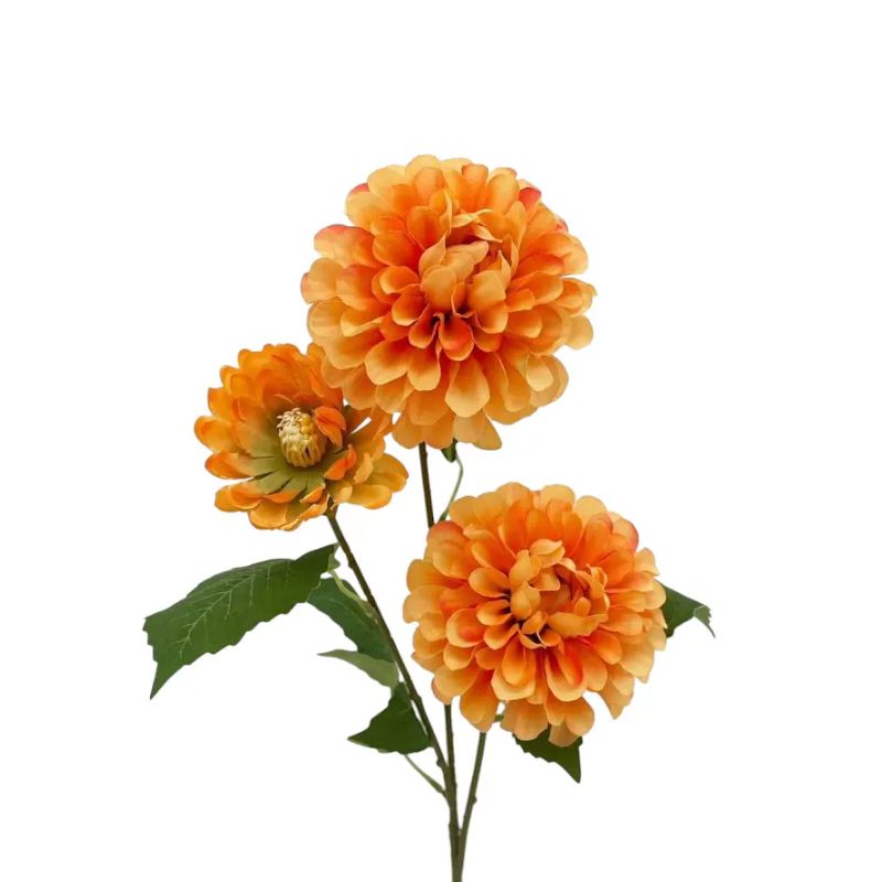 Fleur Artificielle Orange Avec Pompons Ronds