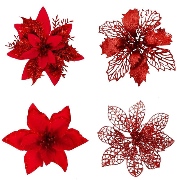 Décorations de Noël Fleurs Pailletées