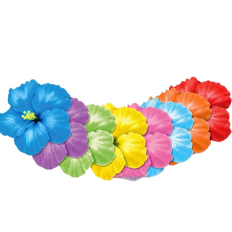 Set De Table Jetable Hawaïen Avec Fleurs D’Hibiscus Lot de 24 Pièces