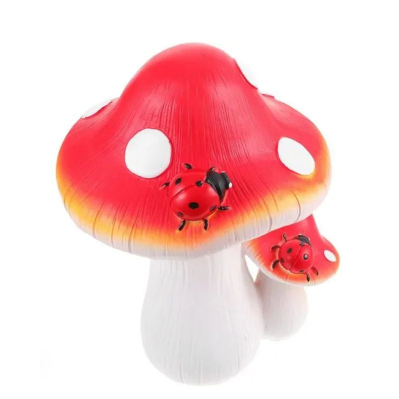 Sculpture Jardin Champignon Décoratif Avec Coccinelles