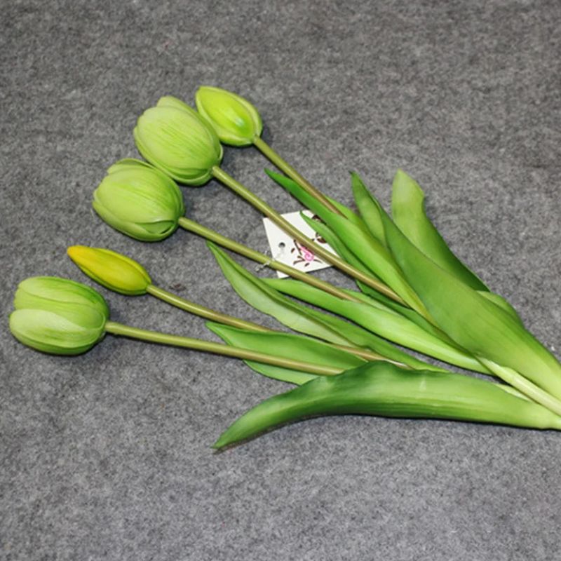 Fleur Artificielle Vert Tulipes avec Feuillage Réaliste