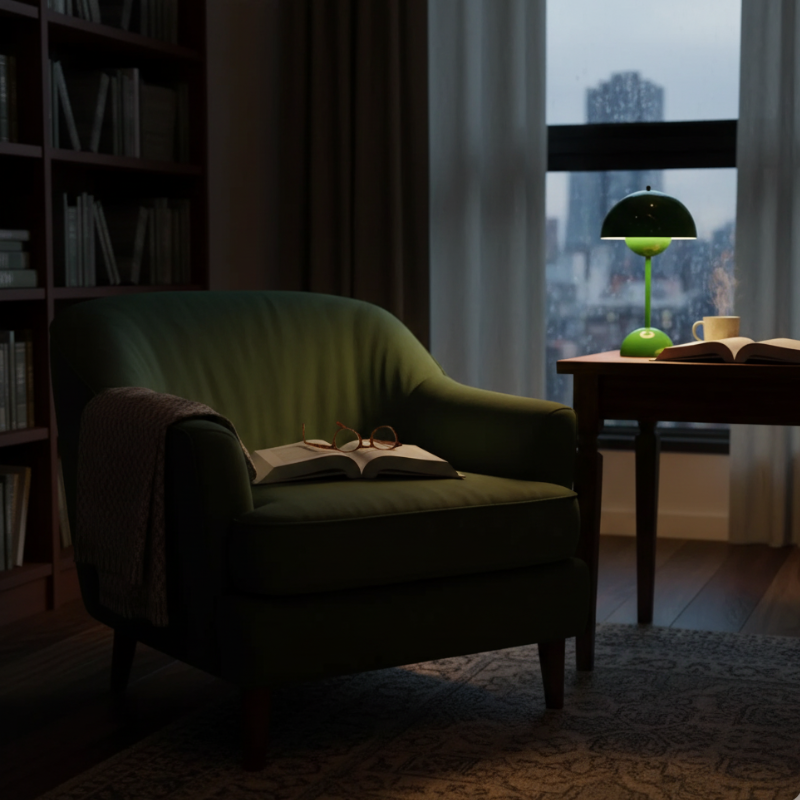 Lampe Champignon Verte Foncée Contemporaine Et Chic