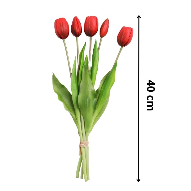Fleur Artificielle Rouge Style Tulipe Réaliste
