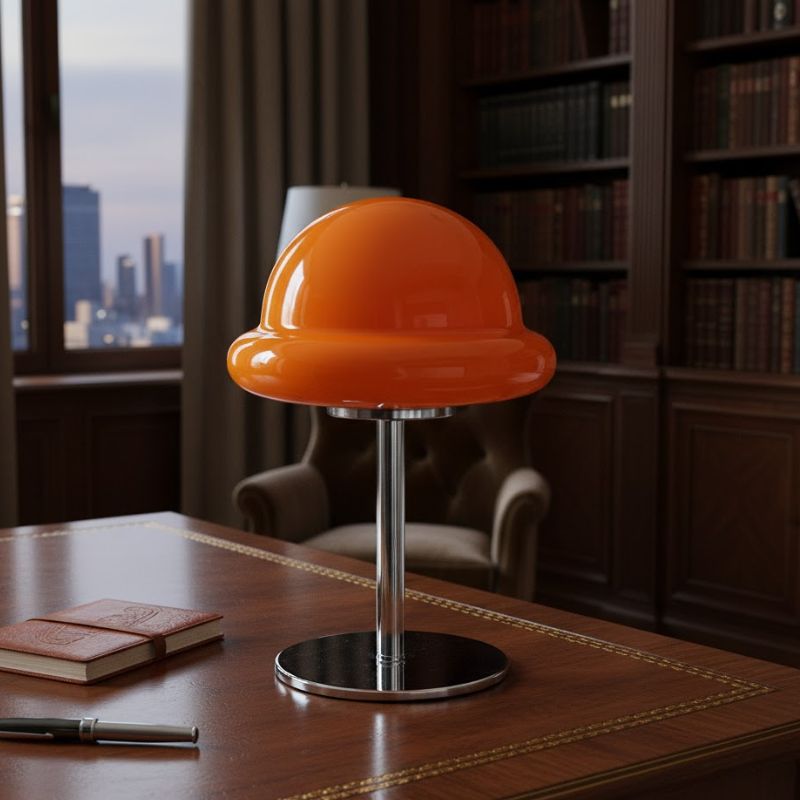 Lampe Champignon Orange Design Futuriste