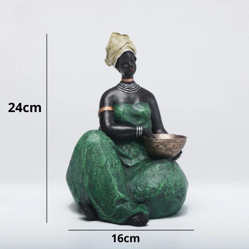 Sculpture Femme Assise En Décoration Ethnique