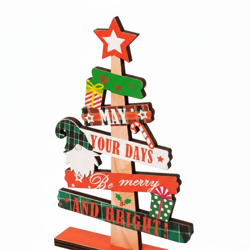 Sapin En Bois Décoratif Avec Texte Joyeux