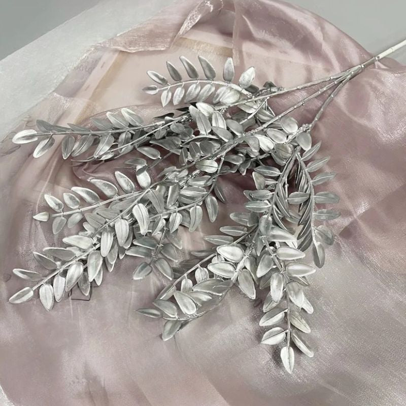 Fleur Artificielle Gris Avec Effet Métallisé Chic